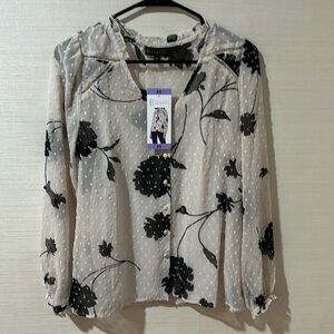 Women Black and cream floral blouse